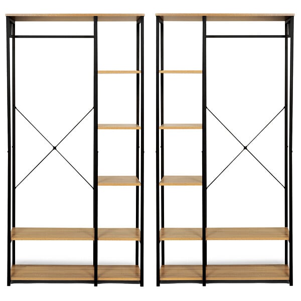 ID MARKET - Dressing modulable double penderie étagère L. 180 cm DETROIT design industriel - large
