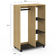 ID MARKET - Dressing penderie RACHEL 80 x 40 x 120 cm à roulettes hêtre et noir - vignette