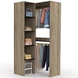 ID MARKET - Dressing d'angle modulable L. 90 / 127 cm MELMAN double penderie + étagères bois et noir - vignette