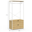 ID MARKET - Dressing penderie 2 tiroirs L. 80 cm DETROIT design industriel bois et métal blanc - vignette