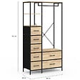 ID MARKET - Dressing penderie + colonne L. 90 cm UTAH avec 1 étagère et 7 bacs en tissu bois et noir - vignette