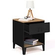 ID MARKET - Lot de 2 tables de chevet ESTER 1 tiroir métal noir avec niche et plateau façon hêtre design industriel - vignette