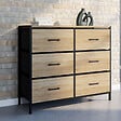 ID MARKET - Commode 6 tiroirs en tissu UTAH 80 cm meuble de rangement design industriel - vignette