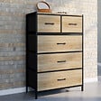 ID MARKET - Chiffonnier 5 tiroirs en tissu UTAH 60 cm commode semainier design industriel - vignette