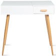 ID MARKET - Coiffeuse scandinave LISA miroir rabattable blanche - vignette