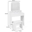 ID MARKET - Coiffeuse ZELIA 3 miroirs avec 4 niches, 1 tiroir et tabouret - vignette
