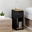 ID MARKET - Lot de 2 tables de chevet étroites ANOUK 1 tiroir avec niche noir et bois - vignette
