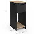 ID MARKET - Lot de 2 tables de chevet étroites ANOUK 1 tiroir avec niche noir et bois - vignette