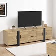 ID MARKET - Meuble TV 180 cm PHOENIX avec rangements bois et noir - vignette