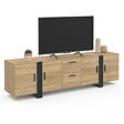 ID MARKET - Meuble TV 180 cm PHOENIX avec rangements bois et noir - vignette