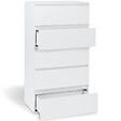 ID MARKET - Chiffonnier 5 tiroirs TOMI 60 cm commode semainier bois blanc - vignette