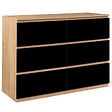 ID MARKET - Commode 6 tiroirs TOMI 110 cm bois façon hêtre et noir - vignette