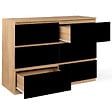 ID MARKET - Commode 6 tiroirs TOMI 110 cm bois façon hêtre et noir - vignette