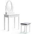 ID MARKET - Coiffeuse BETTY avec miroir et tabouret - vignette