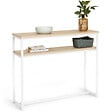 ID MARKET - Console double DETROIT design industriel bois et métal blanc - vignette