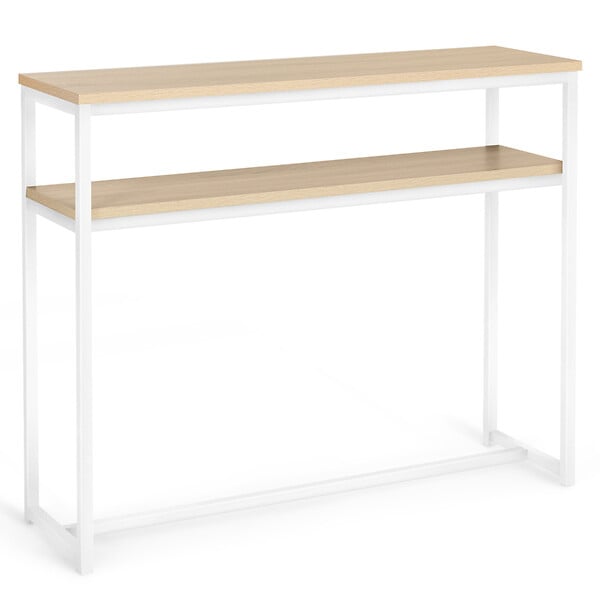 ID MARKET - Console double DETROIT design industriel bois et métal blanc - large