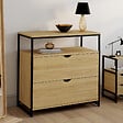 ID MARKET - Commode 2 tiroirs DETROIT 80 cm design industriel avec étagère - vignette