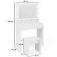 ID MARKET - Coiffeuse ZELIA miroir LED avec 4 niches, 1 tiroir et tabouret - vignette