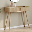 ID MARKET - Console 2 portes coulissantes ROMIE lattes tasseau bois coloris chêne - vignette