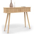 ID MARKET - Console 2 portes coulissantes ROMIE lattes tasseau bois coloris chêne - vignette