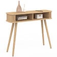 ID MARKET - Console 2 portes coulissantes ROMIE lattes tasseau bois coloris chêne - vignette