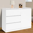 ID MARKET - Commode 3 tiroirs + 1 porte TOMI 110 cm bois blanc - vignette
