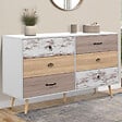 ID MARKET - Commode 6 tiroirs BAHIA XXL 140 cm scandinave - vignette