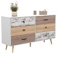 ID MARKET - Commode 6 tiroirs BAHIA XXL 140 cm scandinave - vignette