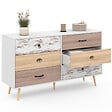 ID MARKET - Commode 6 tiroirs BAHIA XXL 140 cm scandinave - vignette