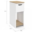 ID MARKET - Lot de 2 tables de chevet étroites ANOUK 1 tiroir avec niche blanc et bois - vignette