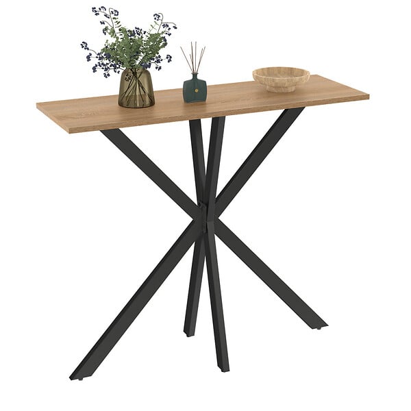 ID MARKET - Console ALIX pied araignée bois et noir - large