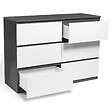 ID MARKET - Commode 6 tiroirs TOMI 110 cm bois gris et blanc - vignette