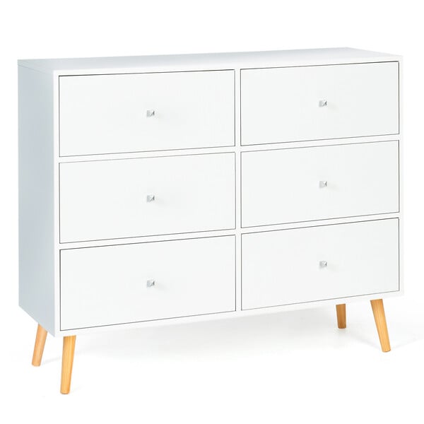 ID MARKET - Commode 6 tiroirs EMMIE 110 cm scandinave blanc - large