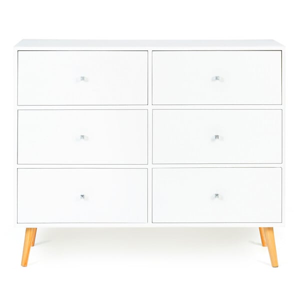 ID MARKET - Commode 6 tiroirs EMMIE 110 cm scandinave blanc - large
