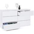 ID MARKET - Commode 6 tiroirs TOMI XXL 140 cm bois blanc - vignette