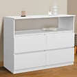 ID MARKET - Commode 4 tiroirs TOMI 100 cm avec niche bois blanc - vignette
