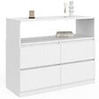 ID MARKET - Commode 4 tiroirs TOMI 100 cm avec niche bois blanc - vignette