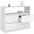 ID MARKET - Commode 4 tiroirs TOMI 100 cm avec niche bois blanc - vignette