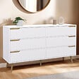 ID MARKET - Commode 6 tiroirs HELSINKI XXL 140 cm scandinave blanc - vignette