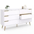 ID MARKET - Commode 6 tiroirs HELSINKI XXL 140 cm scandinave blanc - vignette