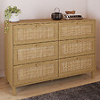 ID MARKET - Commode 6 tiroirs HANAE 115 cm effet naturel cannage - vignette