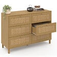 ID MARKET - Commode 6 tiroirs HANAE 115 cm effet naturel cannage - vignette