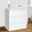 ID MARKET - Commode 3 tiroirs TOMI 78 cm bois blanc - vignette