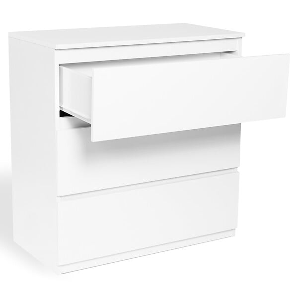 ID MARKET - Commode 3 tiroirs TOMI 78 cm bois blanc - large