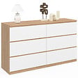 ID MARKET - Commode 6 tiroirs TOMI XXL 140 cm bois façon hêtre et blanc - vignette