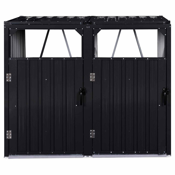 ID MARKET - Cache poubelle double en acier gris anthracite - large