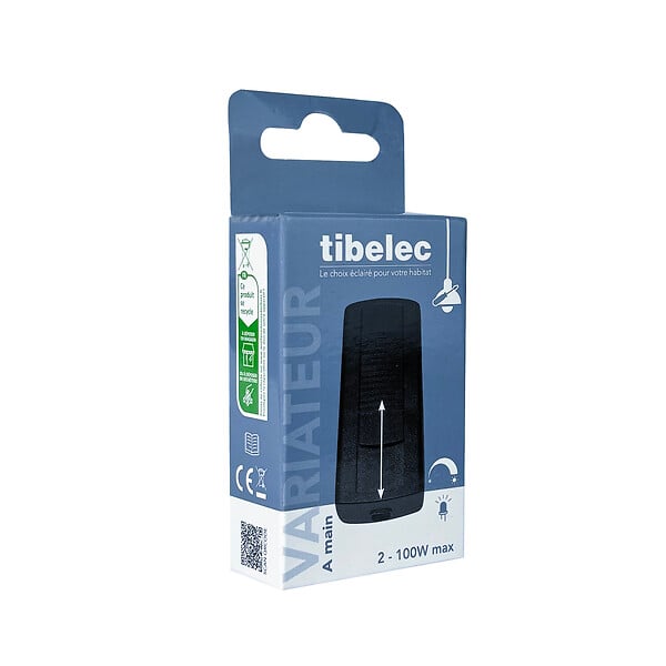 TIBELEC - Interrupteur-variateur noir à main pour LED - large