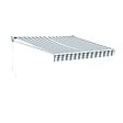HAPPY GARDEN - Store banne SAULE 2,5 × 2m - Toile rayée blanche/grise et structure blanche - vignette