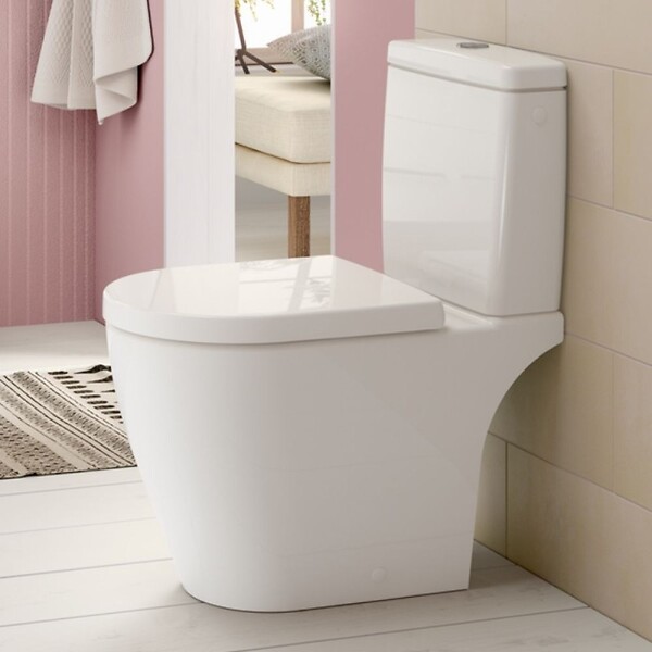 VILLEROY ET BOCH - WC à poser compact sans bride sortie horizontale  Avento avec abattant frein de chute + Nettoyant - large