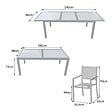 HAPPY GARDEN - Salon de jardin FIRENZE extensible en textilène gris 8 places - aluminium blanc - vignette
